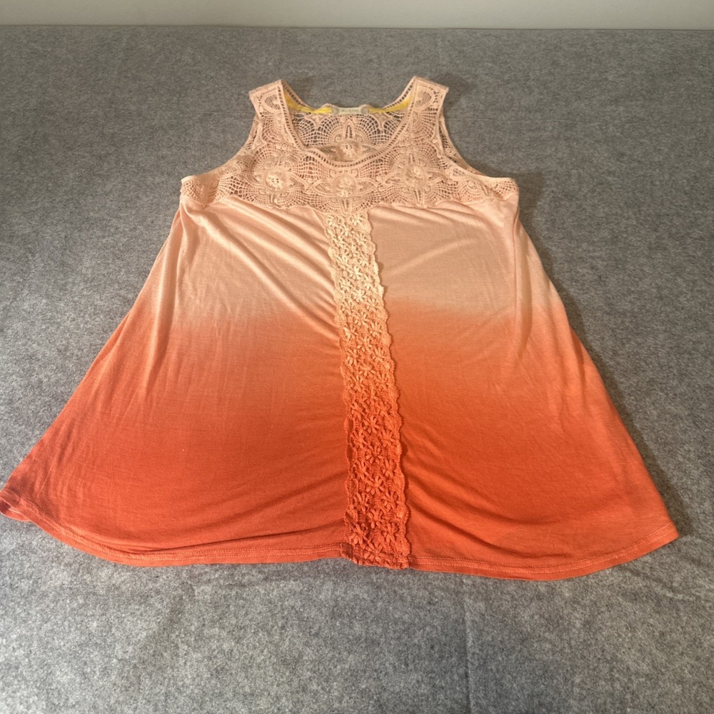 Altr'd State Crochet Tank Sleeveless Top Orange Peach Umbre Med Beach Boho